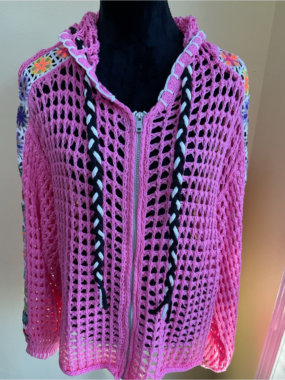 New POL Crochet Zip Front Cardigan Hoodie - Picture 5 of 9